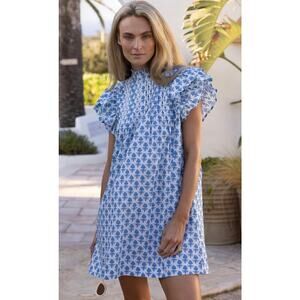 Tuckernuck Oliphant Pintuck‎ Ruffle Mini Dress Pockets Size Small